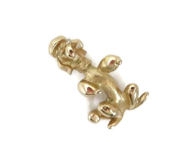 Poodle Brooch, Sarah Coventry Pin, Vintage French Poodle Pin, Gold Tone 1960s Begging Dog Pin, Gift for Her