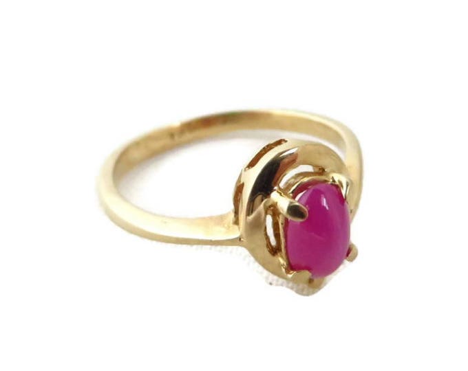 14K Gold Pink Star Sapphire Ring, Vintage Promise Ring, Anniversary Gift, Size 5.25