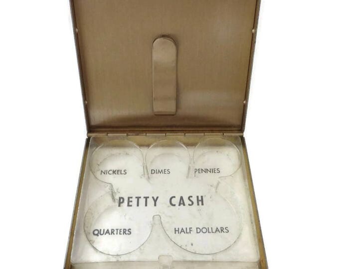 Vintage Petty Cash Compact - Women's Gold Tone Change Box, Collectors Compact, 1960s Coin Compact
