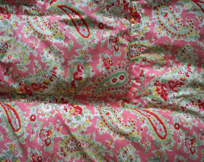 Vintage Eiderdown Quilt, Paisley Eiderdown Quilt, 50s Feather Blanket, 50s Boho Blanket, Boutis, Boho Comforters, Boho Blanket, Floral Quilt