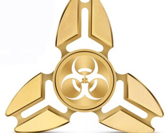 Fidget Spinner Tri-Spinner Aluminum Metal Biohazard