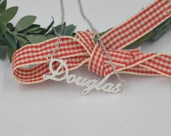 925 silver name necklace-custom name plate jewelry-handmade name chain-gift for new friend,Teacher