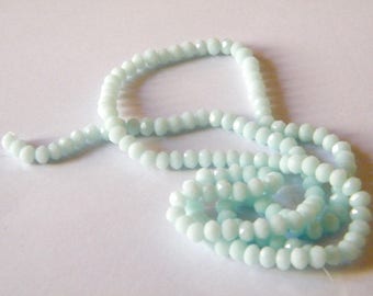 10 silver abacus, faceted, blue sky, 4 x 3 mm - 10 beads