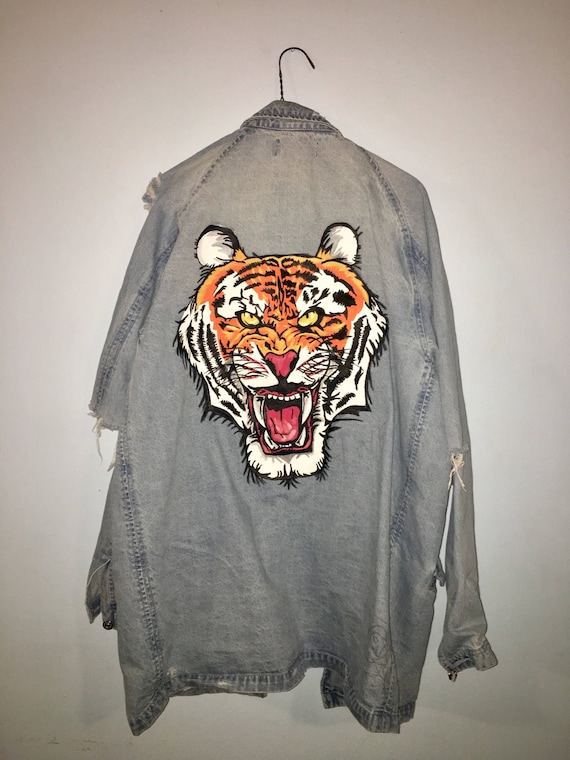 Hand Painted Tiger Denim Jacket