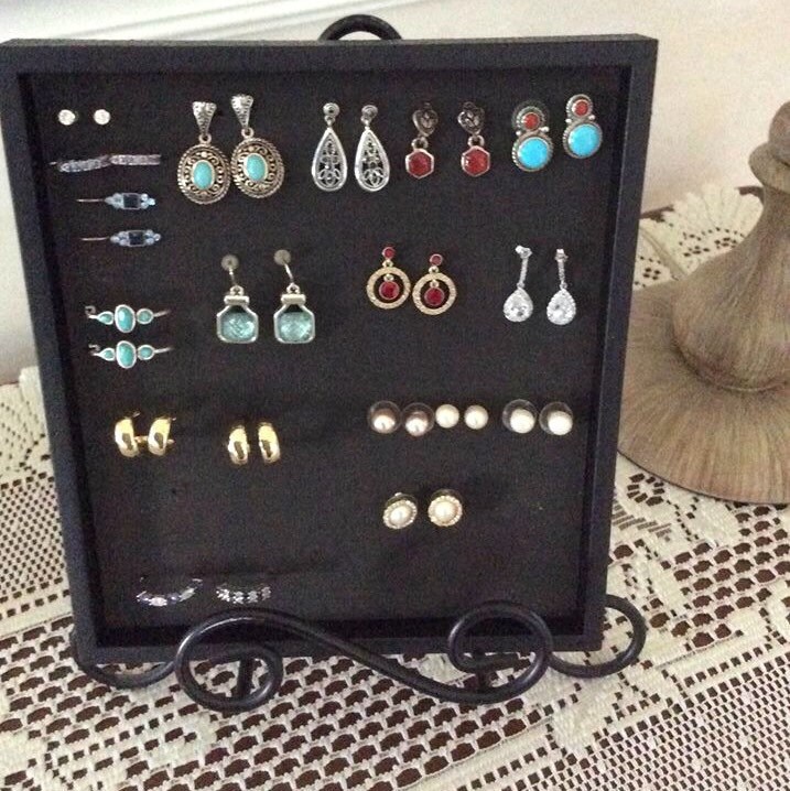 Post Earring Holder Purple Polka Dot Ribbon Earring