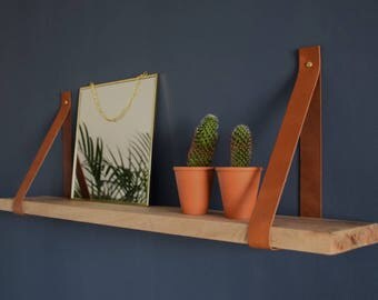 Learn shelf supports-Cognac with Mango wood shelf