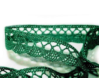 6073 - 18 mm Green cotton lace trim Ribbon