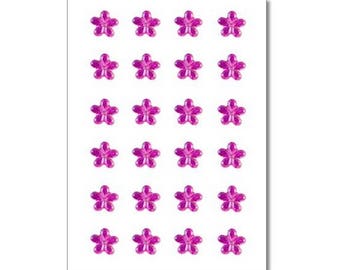 24 small stickers Pink Purple fushia flowers
