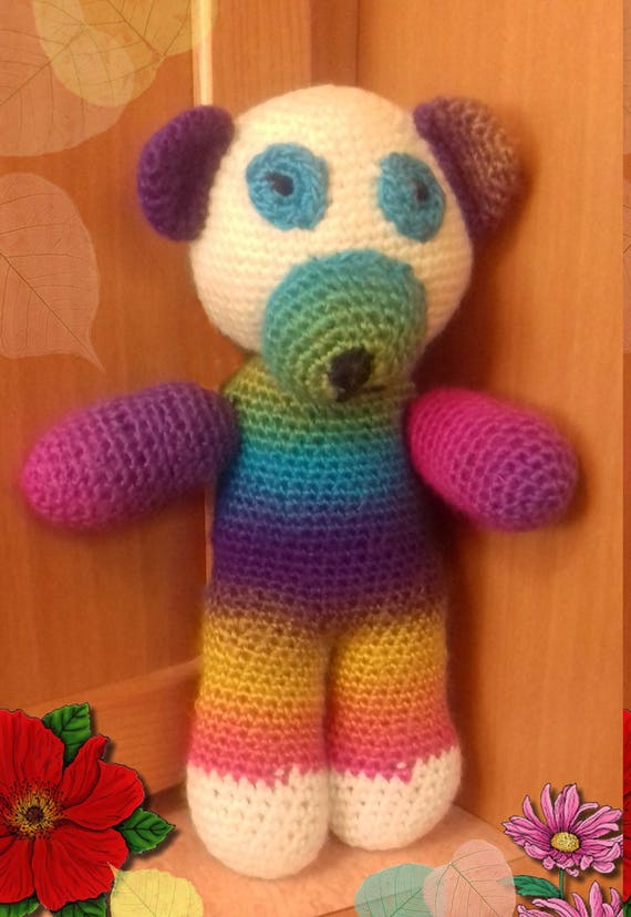 Teddy bear toy crochet of antialergic soft cudle acryl pure wool stuffing any age children safe eco