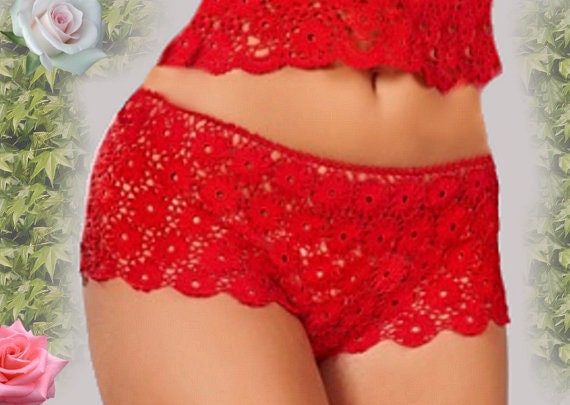 Sexy hot pants crochet bikini cotton lingerie see thru panties boy shorts hot pants crochet lace low rise panties beach summer lingerie