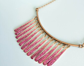 Necklace "Aalana" bronze color and glitter epoxy charm