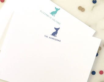 Chihuahua Stationary - Personalized Dog Stationery Set of 20 Flat Note Cards