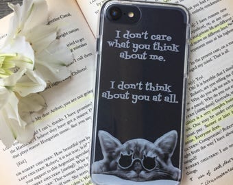 Don't Care What You Think iPhone Case, Your choice of Soft Plastic (TPU) or Wood