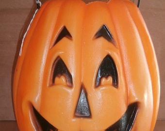 vintage halloween blow mold jack o lantern large pumpkin candy bucket treat - Large Plastic Pumpkins vintage halloween blow mold jack o lantern large pumpkin candy bucket treat - Large Plastic Pumpkins
