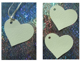 Heart shaped tags with or without ribbon Quality 300gsm Ivory hammer effect card