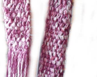 Pink and White fringed scarf