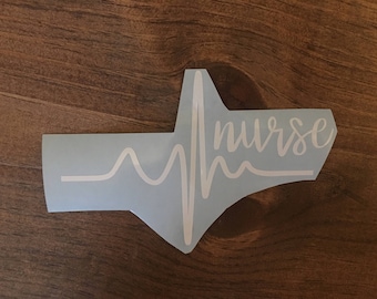 Nurse heartbeat decal for car or laptop, RN window decal, nurse heartbeat window decal