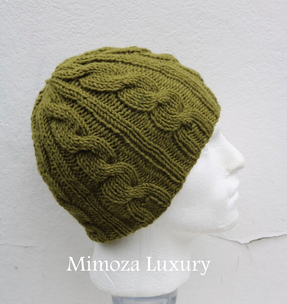 Khaki Green Men's Beanie hat, Hand Knitted Hat in khaki green beanie hat, knitted men's, women's beanie hat, winter beanie, green ski hat