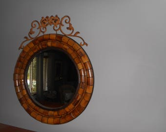 Bamboo and Metal Wall Mirror