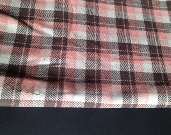 Fabric style pink and Brown 100cm tartan wool / 150cm