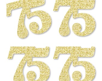 gold glitter 75 75th numbers birthday