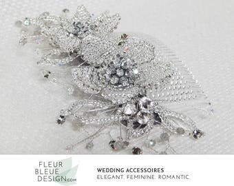 silver bridal hair accessory | silver hair accessory | bridal hairpiece | wedding hair accessories bridal accessories | flower hair comb