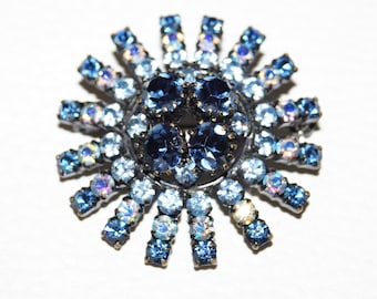 Big 60's Aurora Borealis Rhinestones Brooch