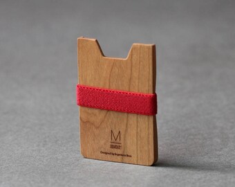 Cherry - Red / Birthday gift for mom wallet Minimalist wallet mens wallet money clip wallet card wallet slim wallet gift for him thin wallet
