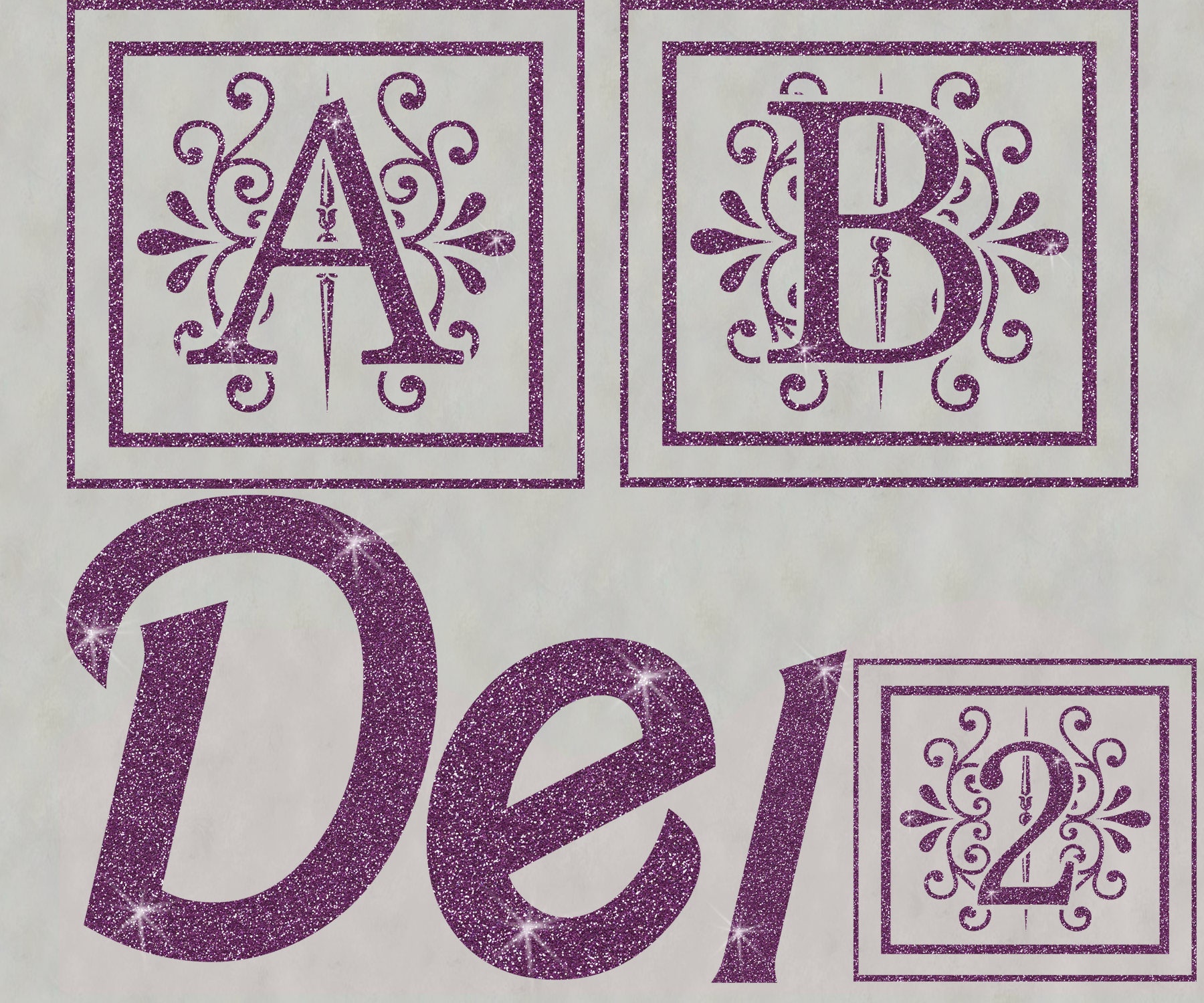 purple glitter alphabet numbers mega pack instant download