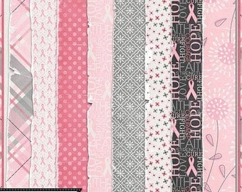 On Sale 50% Breast Cancer Awareness, I Am A Warrior Digital Scrapbooking Kit, Worn Papers and Backgrounds