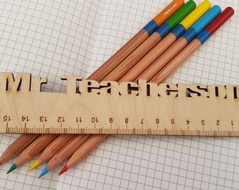 Personalised Ruler, Wooden Ruler, Personalised Stationary, Teacher Gift, Ready for School, Children's Stationary, Design 2