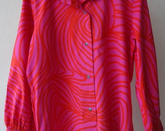 Mint condition vintage Vuokko Nurmesniemi fuchsia rose dress Finland 1970s seventies Marimekko flower mid century modern