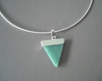 Aventurine and silver plated brass nature jewelry pendant