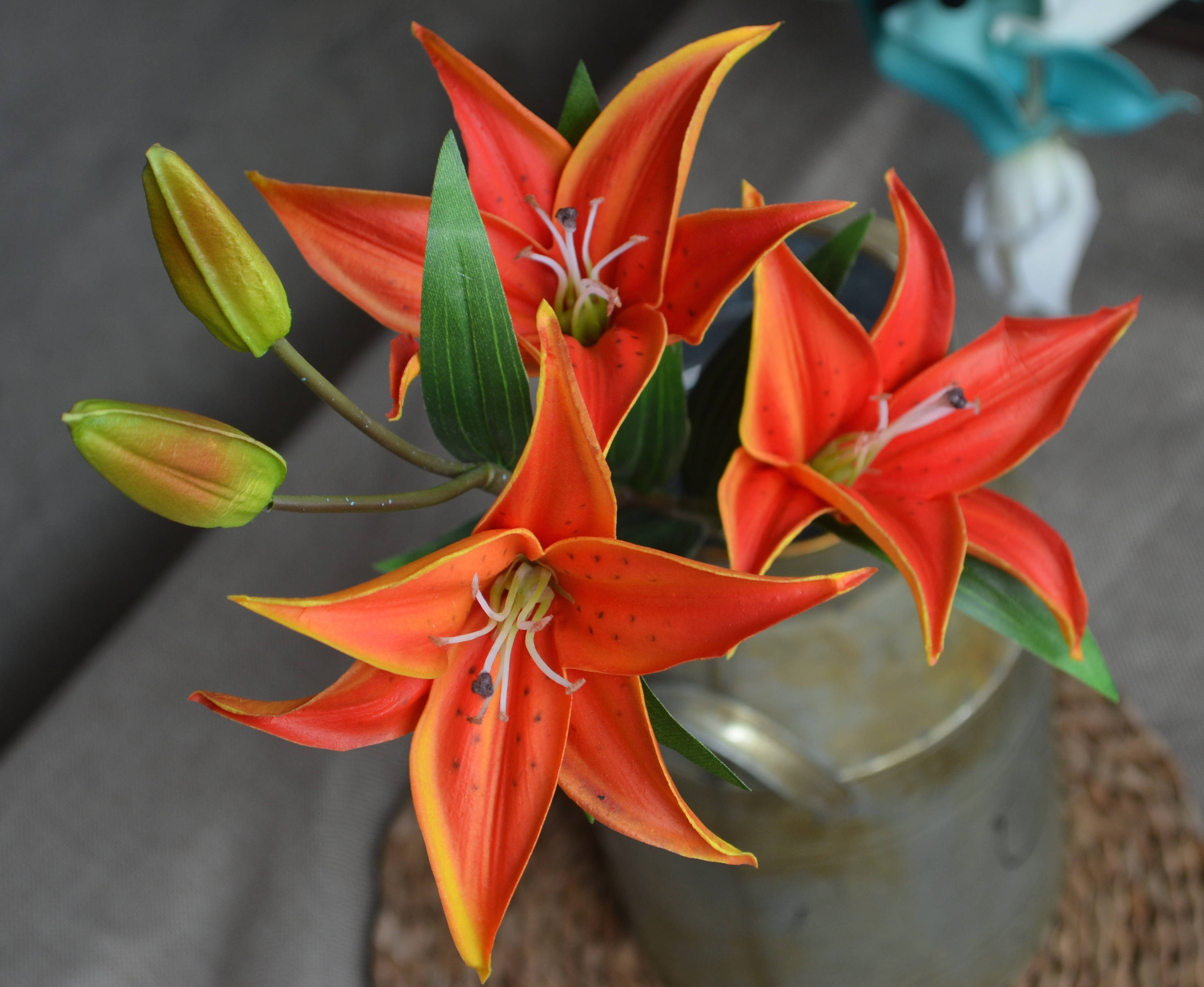 Orange Tiger Lily Long Stems for Silk Wedding Bridal Bouquets