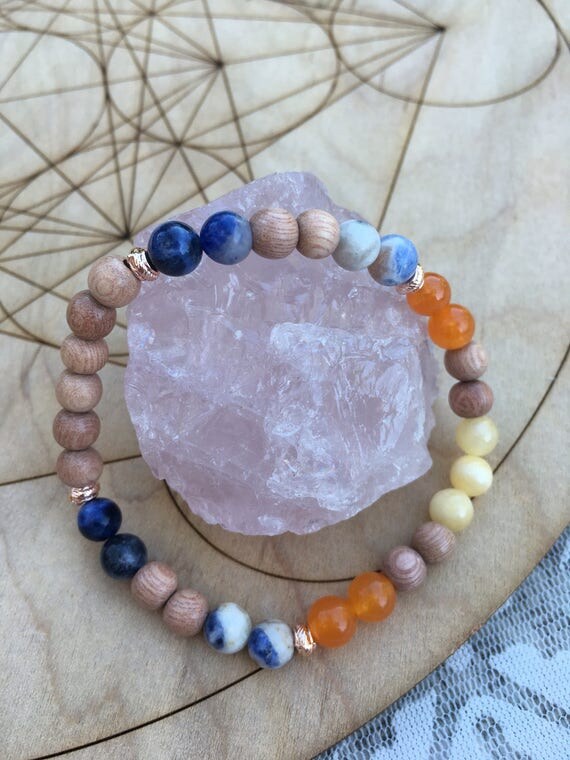 Peace & Power Intention Bracelet Genuine 6mm Sodalite