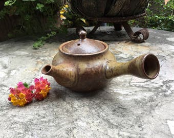 Japanese Small Stoneware Ash Glazed Yokode Kyusu Teapot 150 ml.
