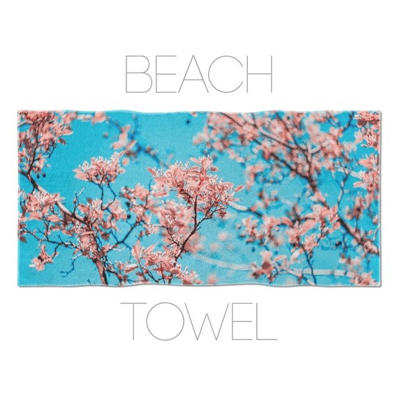 Turquoise Towel Floral Beach Towels Pink Flowers Bath