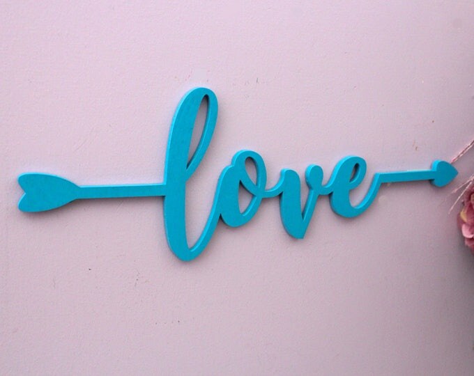 Love Sign, Love Arrow Sign, Girls Room Decor, Wood Love Sign, Wall Decor, Wood Arrow Sign, Wedding Decor, Gallery Wall Art, Arrow Word Art