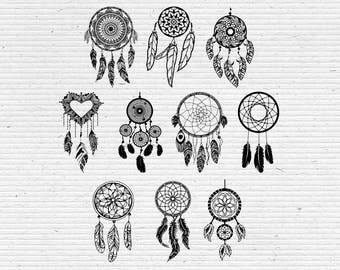 Hand-Drawn Dreamcatchers, Digital Cliparts and Vectors in jpg, png, pdf, and eps