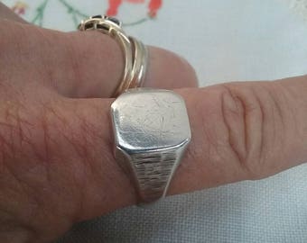 Vintage Signet Ring Sterling Silver Mens Signet Ring Unisex Ladies Signet Ring