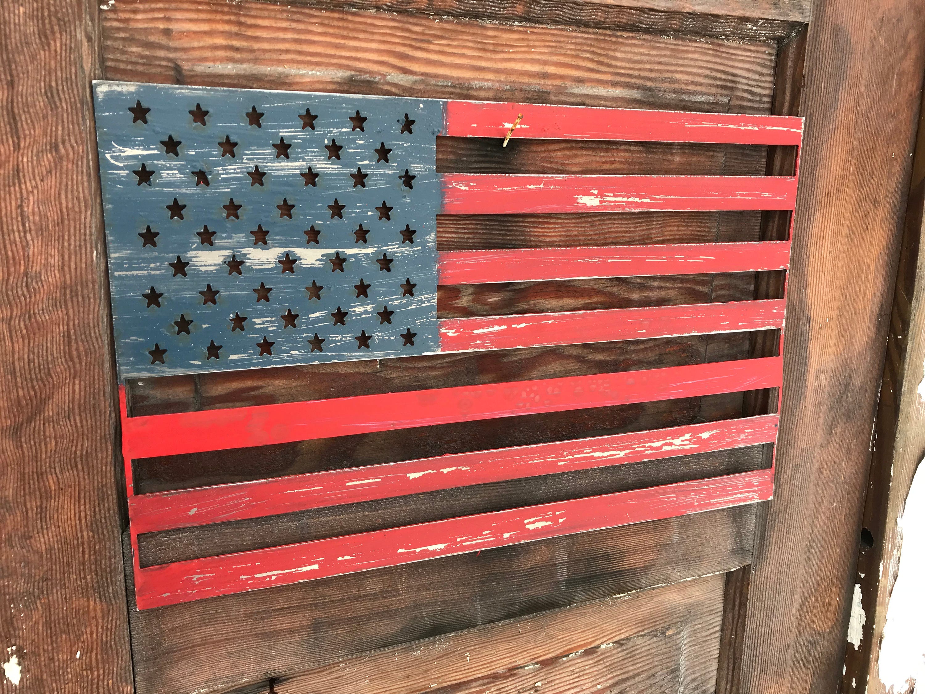 Rustic Metal American Flag Sign Wall Decor Farmhouse Garden Porch Home USA Rustic Metal American Flag Sign Wall Decor Farmhouse Garden Porch Home USA