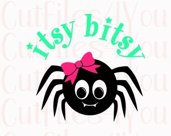 Itsy Bitsy Spider SVG, Itsy Bitsy Baby svg, Halloween svg, Nursery Rhyme svg, theme svg, baby girl svg, spider svg, girlie spider svg