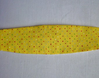 Reversible baby headband, polka dots on yellow background and polka dots on white background