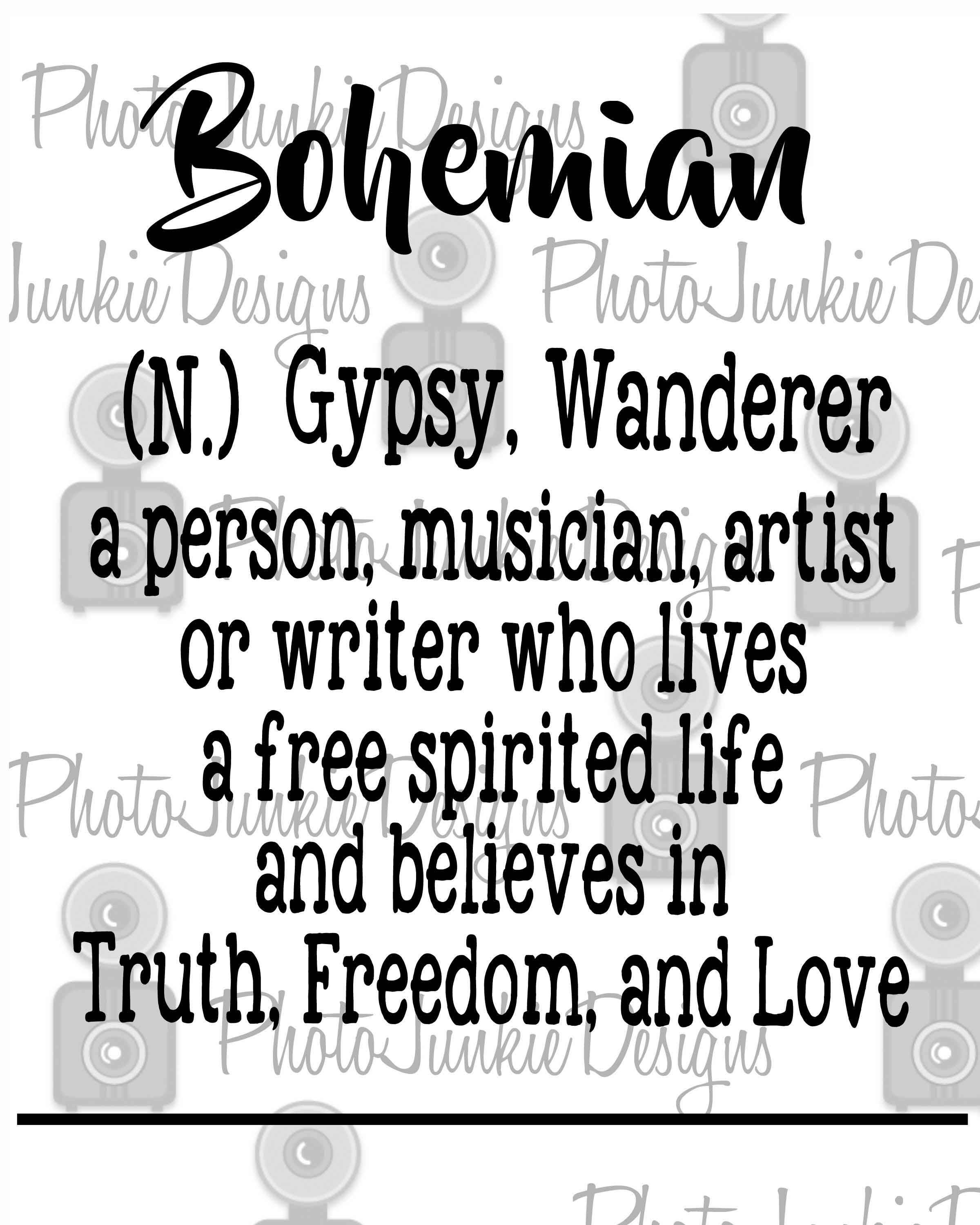 Cutting File Bohemian Definition Quote SVG PNG Cutting File Digital