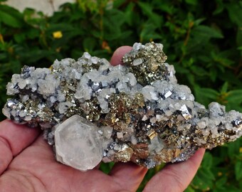 Amazing Galena with Pyrite, Chalcopyrite and Calcite, Crystal, Mineral