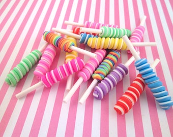 Polymer Clay Lollipop Candy Cabochons - Decoden Sweets, Pick your amount, #235
