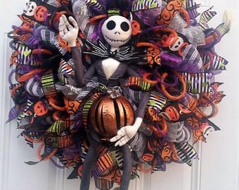 Halloween Wreath - Fall Door Wreath - Halloween Decor - Halloween Door Wreath - Pumpkin Wreath - Halloween Porch Wreath - Made to Order