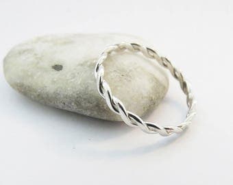 Sale 15% Off Silver Rope Infinity Twist Ring -Thin Sterling silver Rope Pattern - Trendy Everyday Ring - Delicate Rope Ring - Nickel free j