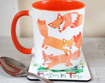 Watercolour Fox mug Coffee Mug Cute coffee mug Tribal decor Arrow Ceramic 11oz mug Mugs Animal Mug Gift for him or her