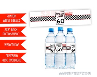 60th Birthday Party Favors - Adult Birthday Decorations - Personalized Water Bottle Labels - Speed Limit Sign Party Favor Over the Hill Men